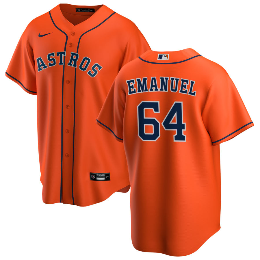 Nike Men #64 Kent Emanuel Houston Astros Baseball Jerseys Sale-Orange